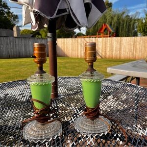Art Deco little lamps green